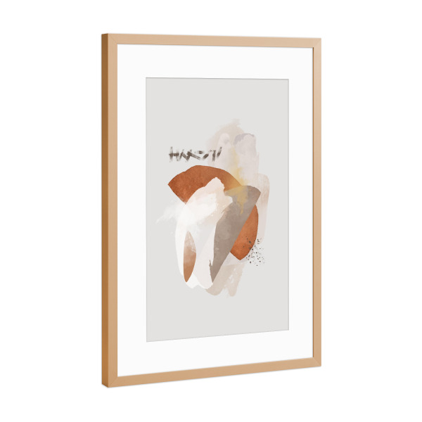 Poster mit Rahmen Kupfer "Pinselform weiß" artboxONE - Abstrakt,Geometrie - Abstrakt,Pinsel,Tinte,Formen,Geometrie