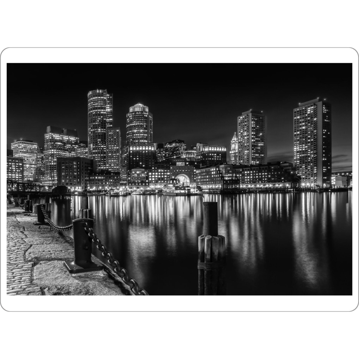 Tischset "BOSTON Monochrome Nachtskyline" artboxONE - Schwarzweiß,Architektur,Städte / Boston