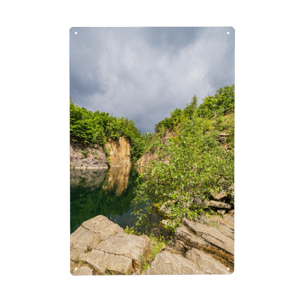Metall Poster "Steinbruch, Wasser, Wolken" artboxONE - Natur,Reise