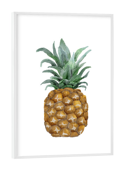 Poster mit weißem Rahmen "Aquarell Ananas" artboxONE - Essen & Trinken / Obst & Gemüse