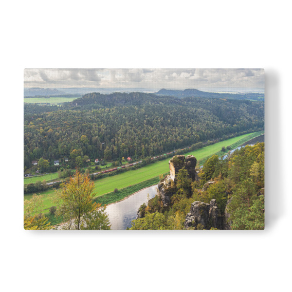 Leinwandbild "Wolken, wald, Fluss, Felsen" artboxONE - Natur,Reise