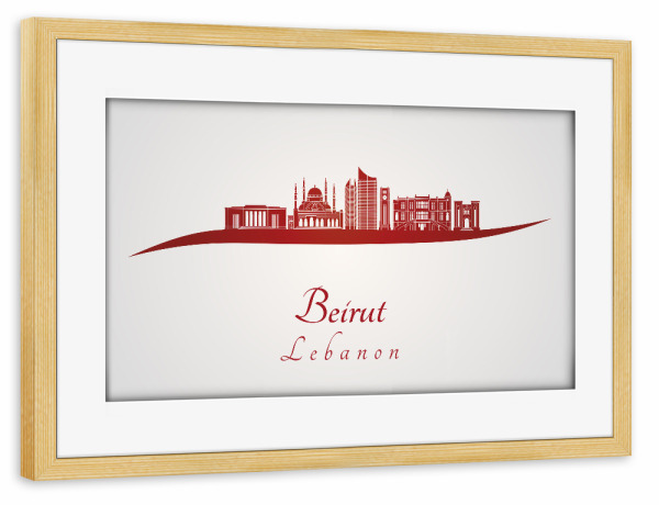 Poster mit Rahmen kiefer "Skyline von Beirut in Rot" artboxONE - Städte,Architektur