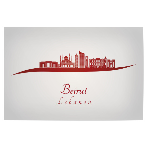 Poster 30x20 cm "Skyline von Beirut in Rot" artboxONE - Städte,Architektur - Skyline,Stadt,Denkmäler,Metropole,Reise,Tourismus,Geschenk,Rot,Beirut