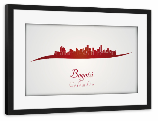 Poster mit Rahmen schwarz "Bogota-Skyline in Rot" artboxONE - Städte,Architektur - Skyline,Stadt,Reise,Denkmäler,Turm,Metropole,Urlaub,Rot,Bogota