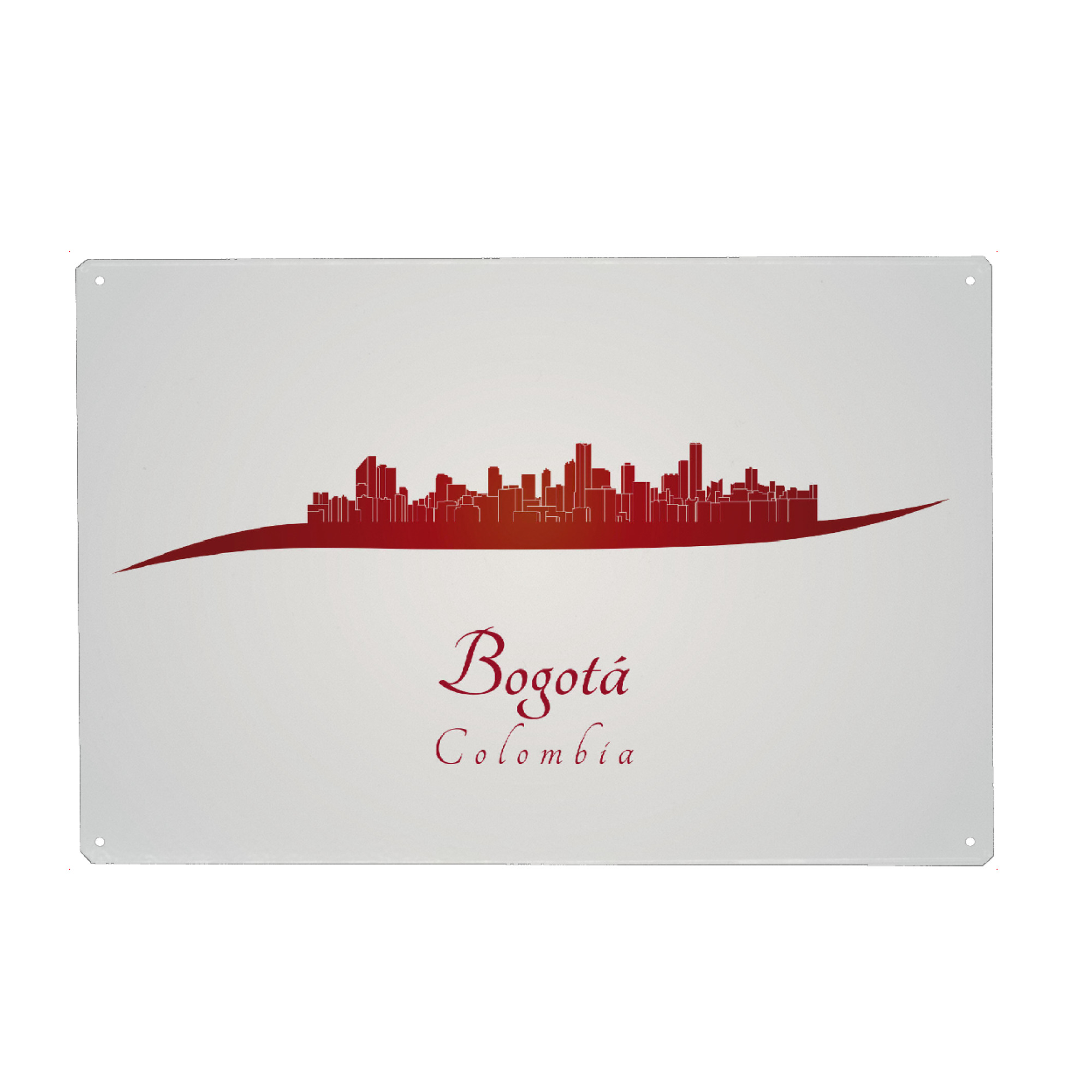 Holzbild "Bogota-Skyline in Rot" artboxONE - Städte,Architektur - Skyline,Stadt,Reise,Denkmäler,Turm,Metropole,Urlaub,Rot,Bogota