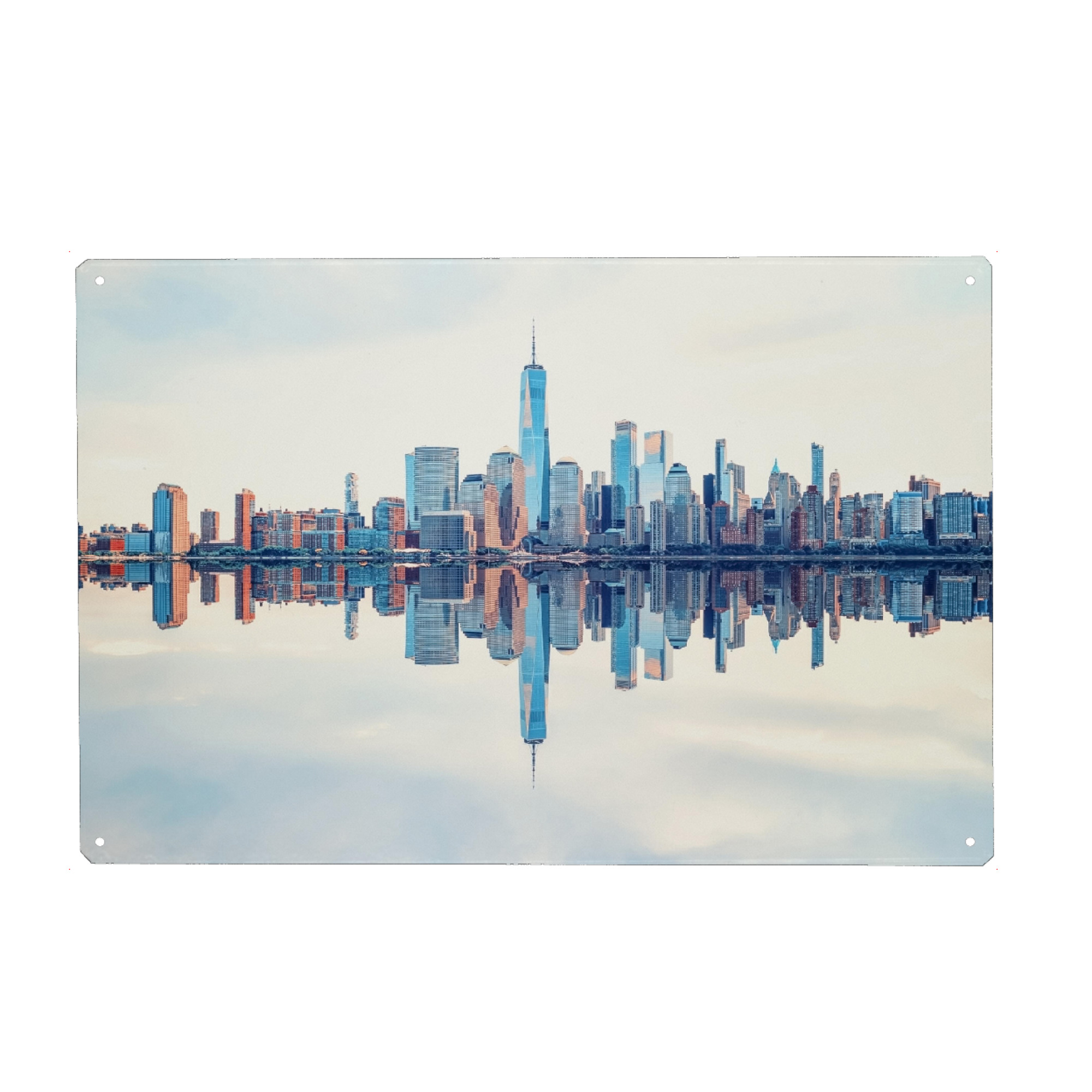 Metall Poster "Manhattan-Spiegelung" artboxONE - Städte,Städte / New York,Reise,Architektur,Reise / Länder