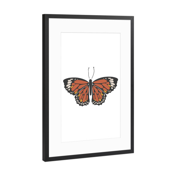 Poster mit Rahmen Schwarz (Metallic) "Rote Schmetterlingskunst" artboxONE - Tiere - Schmetterling,Insekt,Druckbar,Abstrakt,Boho,Rot,Design