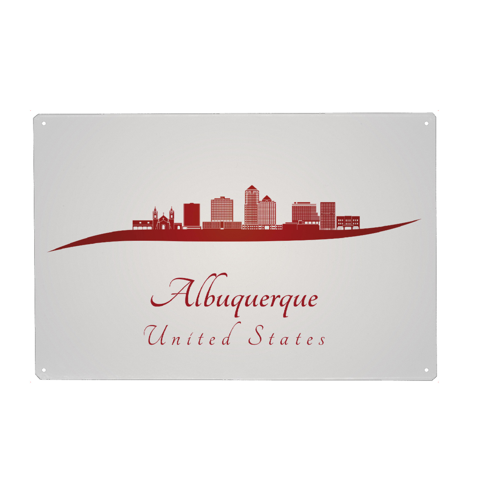 Holzbild "Albuquerque v2 skyline in red" artboxONE - Städte - Skyline,Stadt,Denkmäler,Metropole,Reise,Tourismus,Geschenk,Souvenir,Rot,Albuquerque