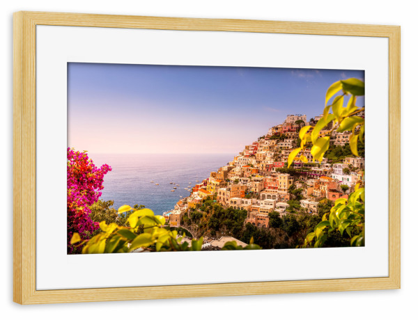 Poster mit Rahmen kiefer "Positano" artboxONE - Städte,Reise,Architektur,Reise / Strand und Meer,Reise / Länder