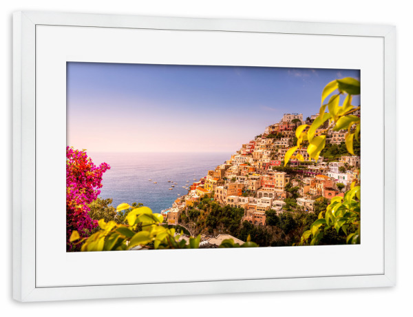 Poster mit Rahmen weiß "Positano" artboxONE - Städte,Reise,Architektur,Reise / Strand und Meer,Reise / Länder