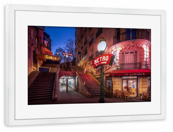 Poster mit Rahmen weiß "Metro" artboxONE - Städte,Reise,Architektur,Städte / Paris,Reise / Länder