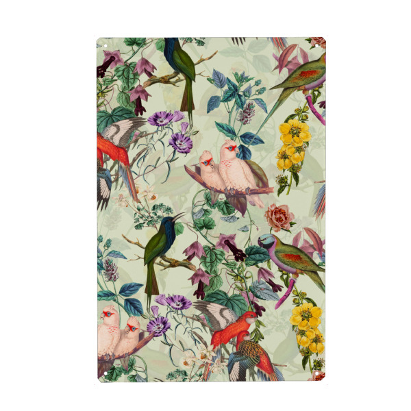 Holzbild "Blumen- und Vogelsommer" artboxONE - Natur,Floral,Tiere