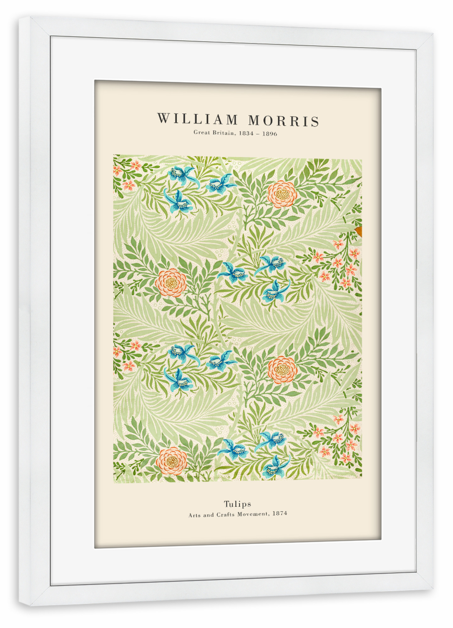 Poster mit Rahmen weiß "William Morris - Larkspur Duo" artboxONE - Natur,Floral