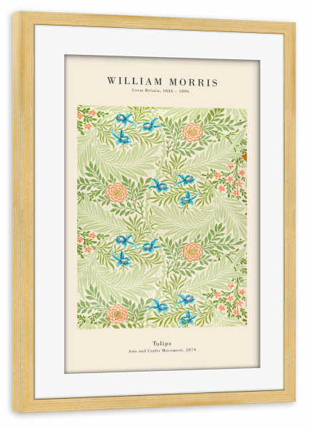Poster mit Rahmen kiefer "William Morris - Larkspur Duo" artboxONE - Natur,Floral