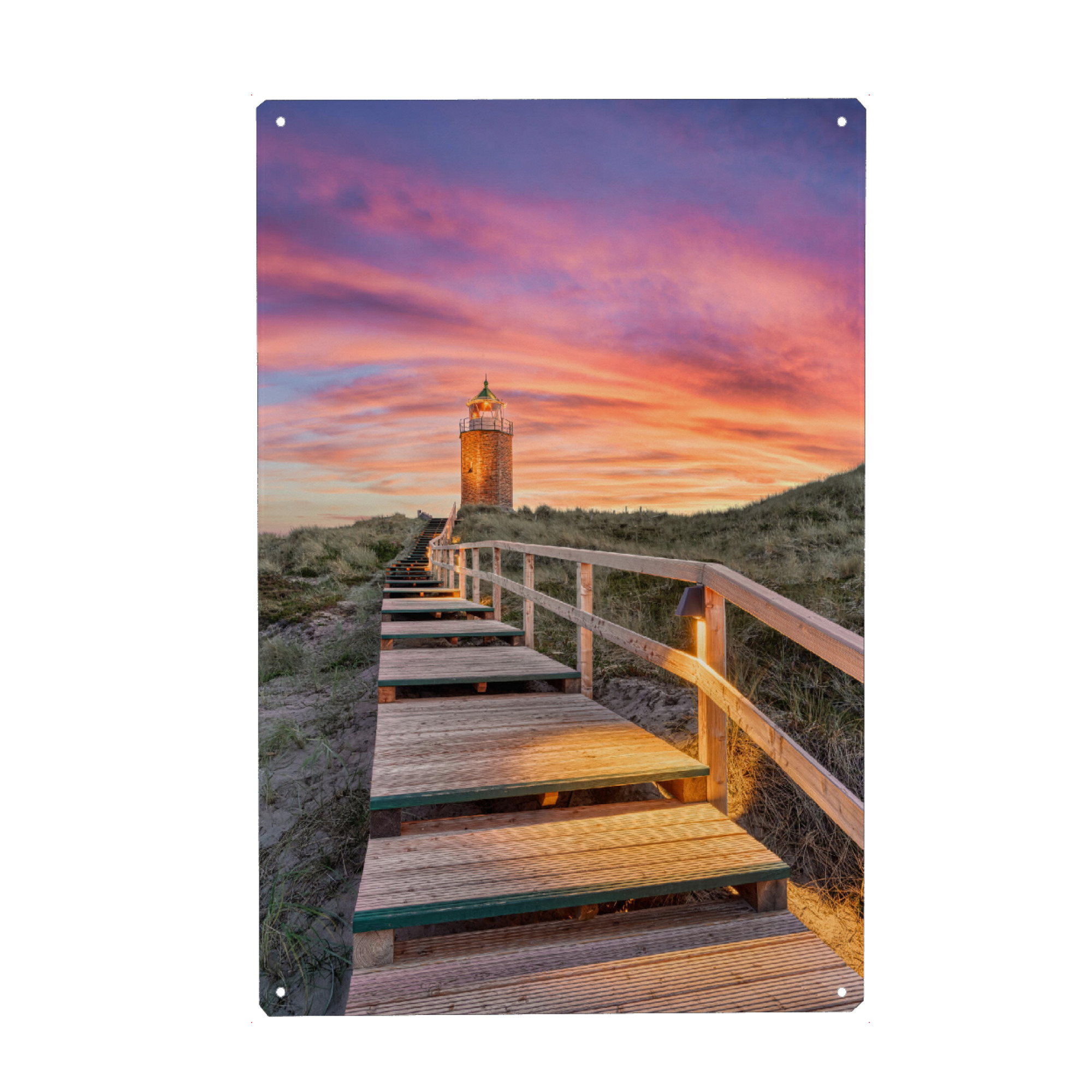 Metall Poster "Quermarkenfeuer Rotes Kliff Sylt" artboxONE - Natur,Reise,Reise / Strand und Meer