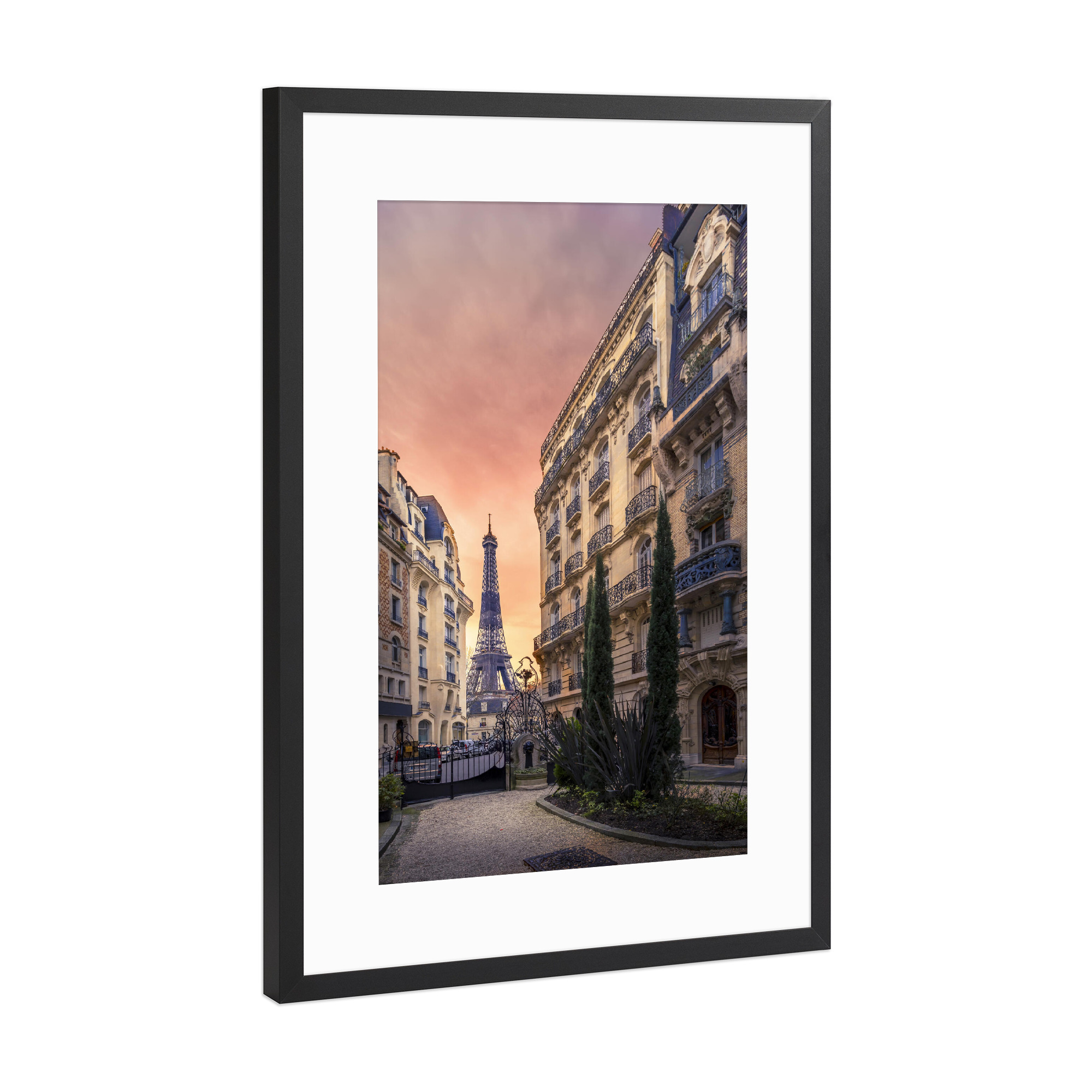 Poster mit Rahmen Schwarz (Metallic) "Rosa Abend" artboxONE - Städte,Reise,Architektur,Städte / Paris,Reise / Länder