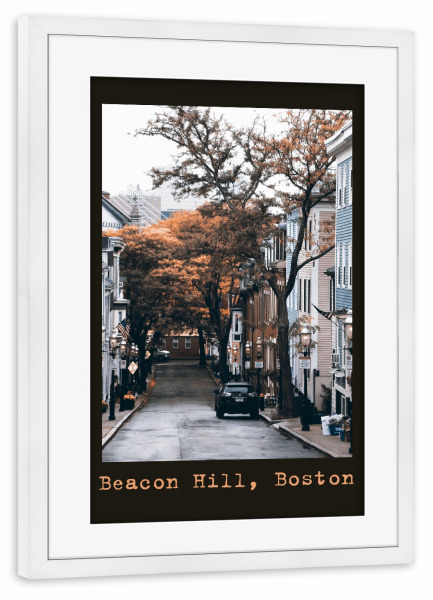 Poster mit Rahmen weiß "Beacon Hill, Boston" artboxONE - Reise,Architektur,Reise / Länder,Städte / Boston