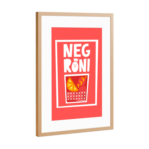 Poster mit Rahmen Kupfer "NEGRONI" artboxONE - Typografie,Essen & Trinken,Essen & Trinken / Alkohol