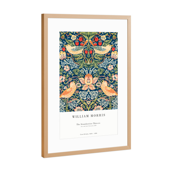 Poster mit Rahmen Kupfer "Morris - Strawberries Thieves" artboxONE - Natur,Floral,Tiere