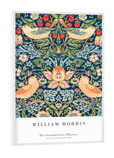 Poster mit weißem Rahmen "Morris - Strawberries Thieves" artboxONE - Natur,Floral,Tiere