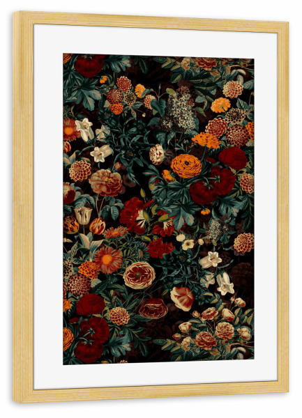 Poster mit Rahmen kiefer "EXOTISCHER GARTEN - NACHT" artboxONE - Natur,Floral