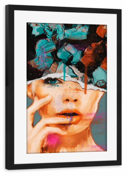 Poster mit Rahmen schwarz "Abstract painting girl" artboxONE - Abstrakt,Menschen,Streetart