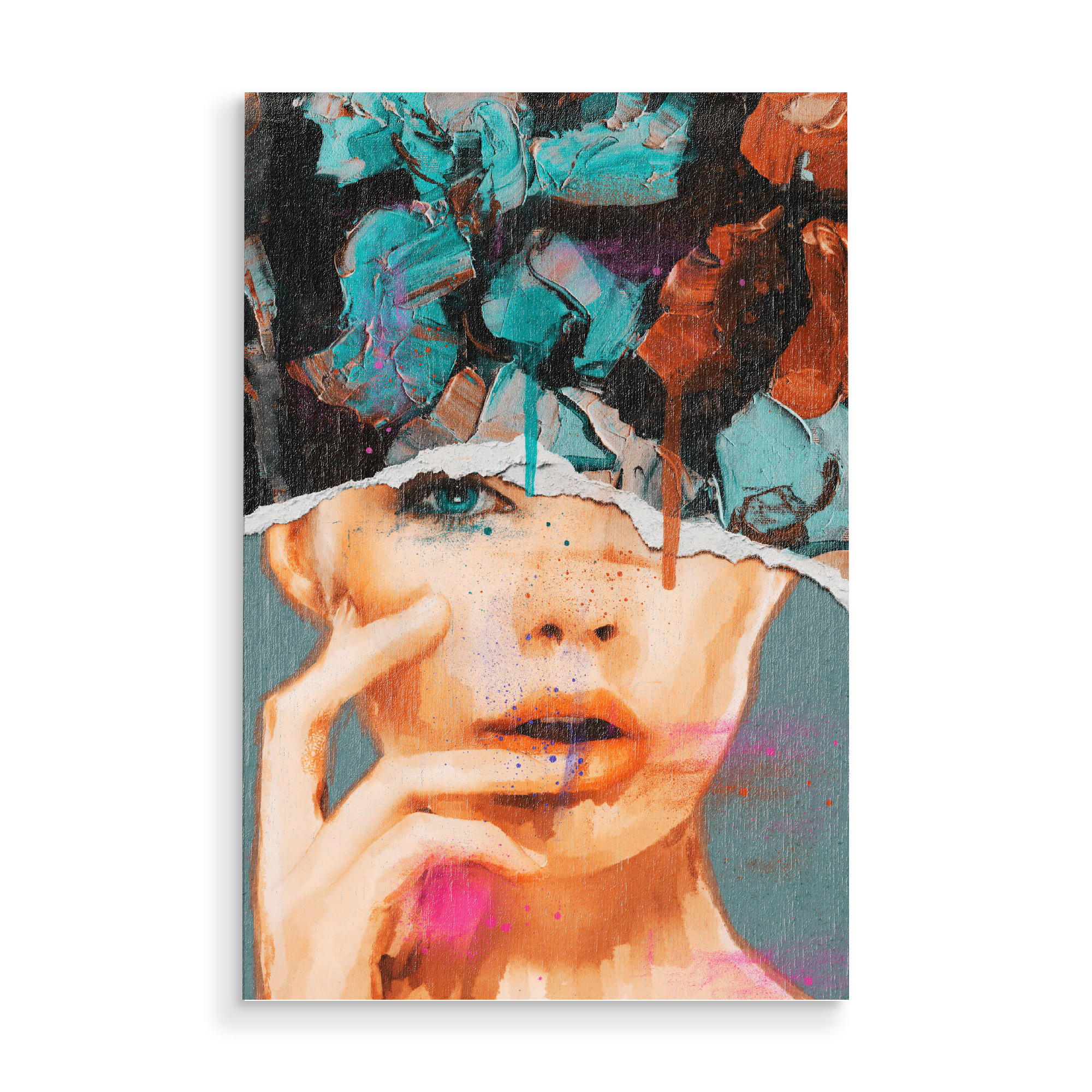 Holzbild "Abstract painting girl" artboxONE - Abstrakt,Menschen,Streetart