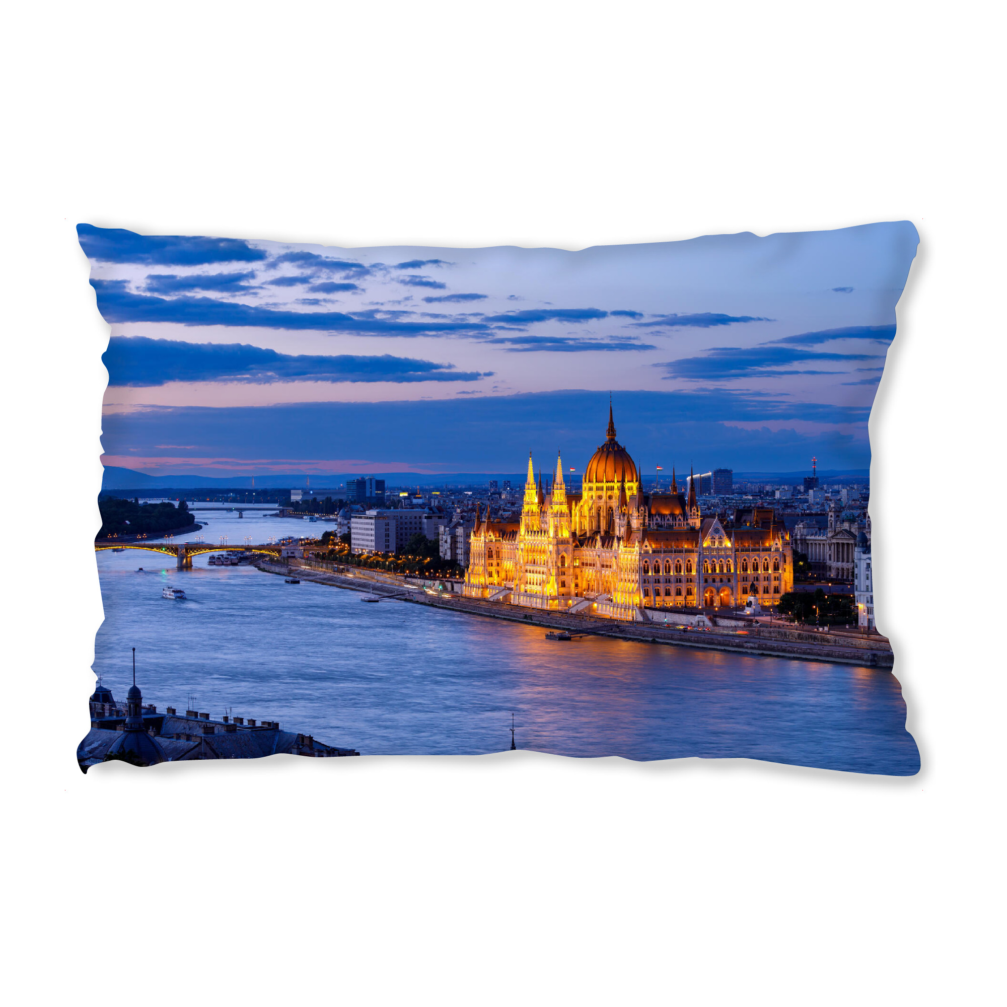 Design-Kissen "Budapest Parlamentsgebäude" artboxONE - Architektur - Budapest,Ungarn,Parlament,Donau,Beleuchtet,Abend,Sonnenuntergang,Historisch