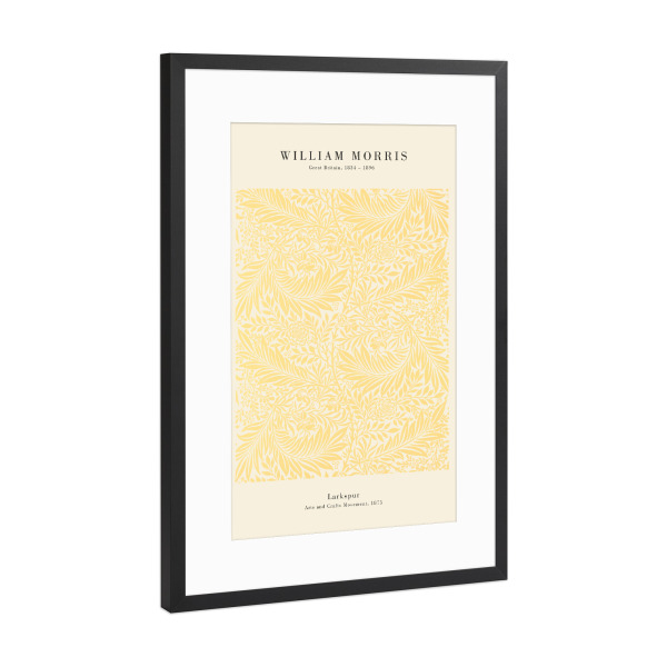 Poster mit Rahmen Schwarz (Metallic) "William Morris - Larkspur" artboxONE - Natur,Floral