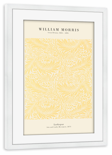 Poster mit Rahmen weiß "William Morris - Larkspur" artboxONE - Natur,Floral - Muster,Morris,Floral,Botanik,Kunstdruck,Kunst,Malerei,Gemälde