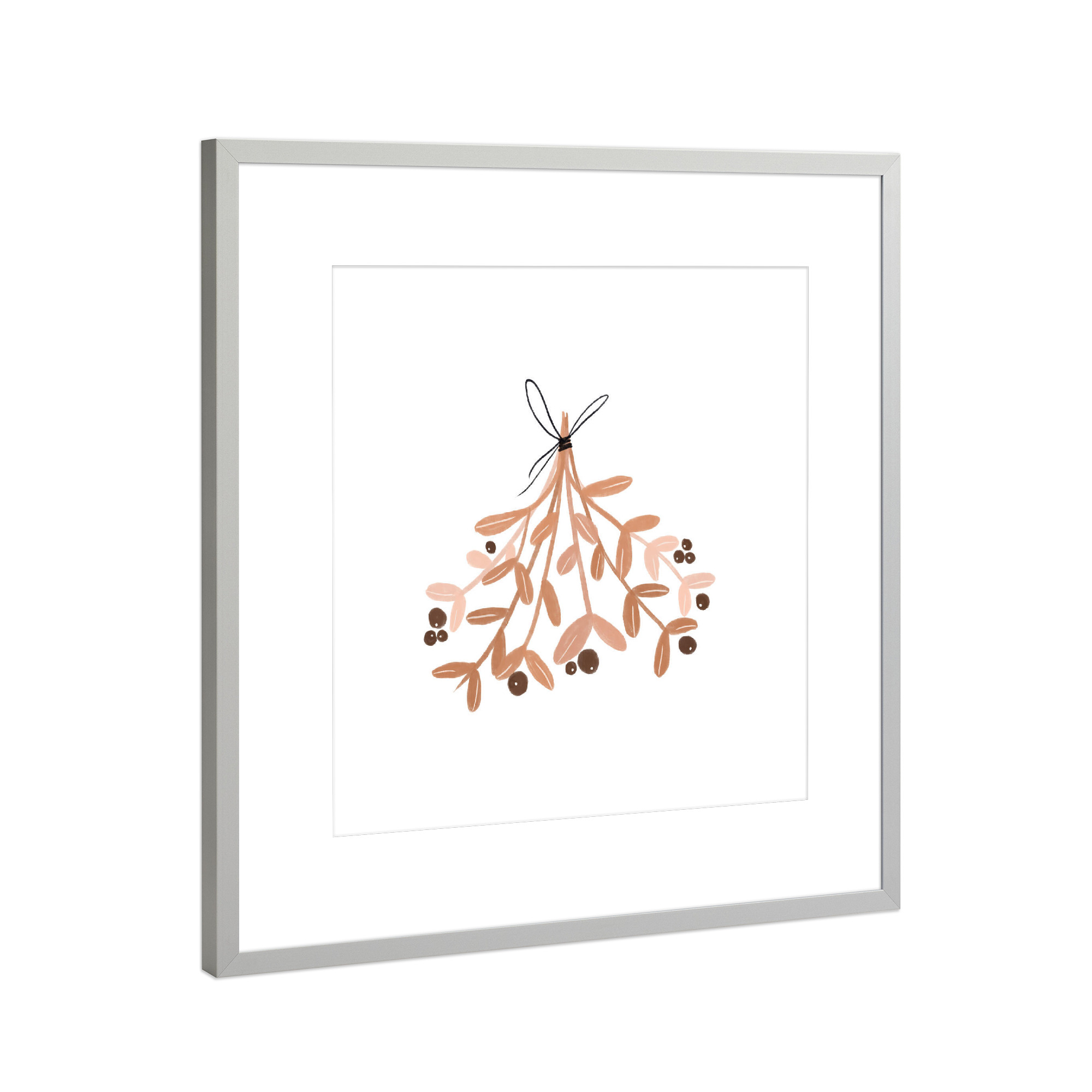 Poster mit Rahmen Silber "Mistel-Illustration" artboxONE - Natur,Floral,Liebe,Weihnachten,Arcadia