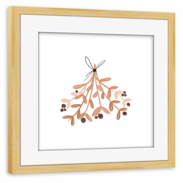 Poster mit Rahmen kiefer "Mistel-Illustration" artboxONE - Natur,Floral,Liebe,Weihnachten,Arcadia