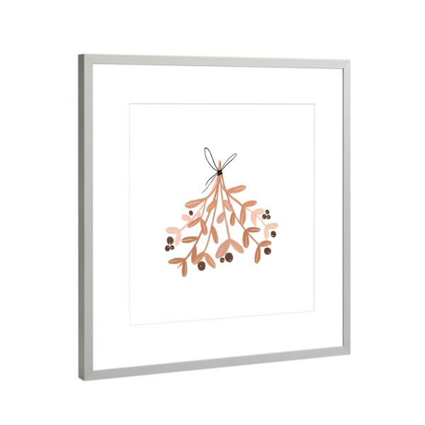 Poster mit Rahmen Silber "Mistel-Illustration" artboxONE - Natur,Floral,Liebe,Weihnachten,Arcadia