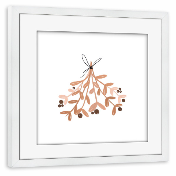 Poster mit Rahmen weiß "Mistel-Illustration" artboxONE - Natur,Floral,Liebe,Weihnachten,Arcadia