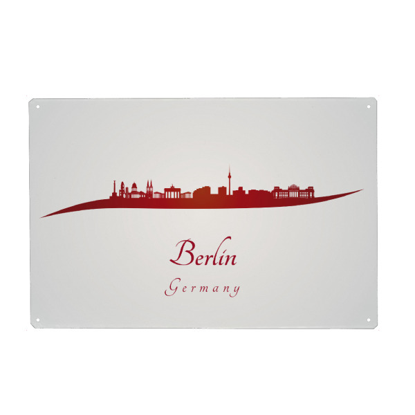 Metall Poster "Berliner Skyline in Rot" artboxONE - Städte,Architektur