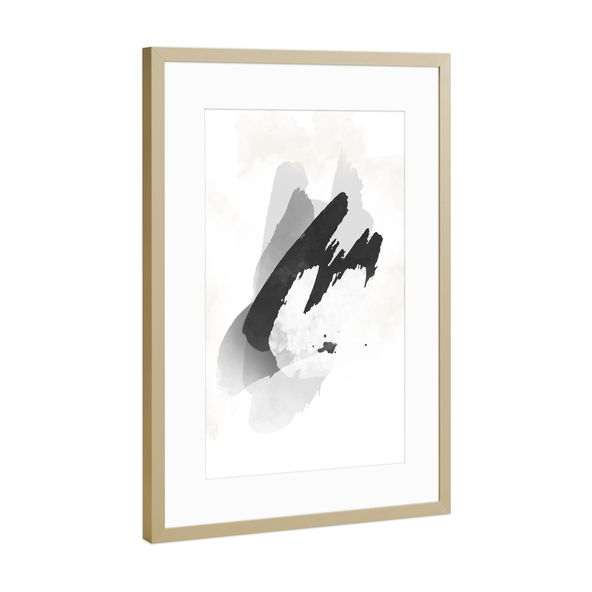 Poster mit Rahmen Gold "Bürste quadratisch grau" artboxONE - Abstrakt