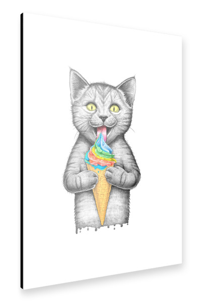 Alu-Dibond "Kat mit Eis" 30x20 cm artboxONE