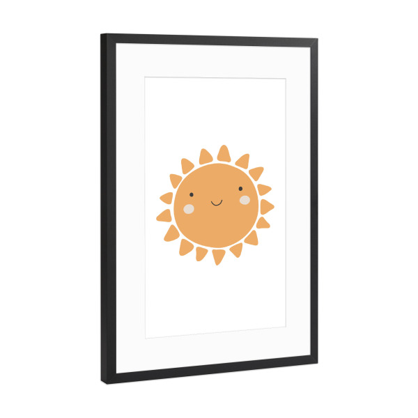Poster mit Rahmen Schwarz (Metallic) "Baby-Sonne-Kind-Element" artboxONE - Für Kinder