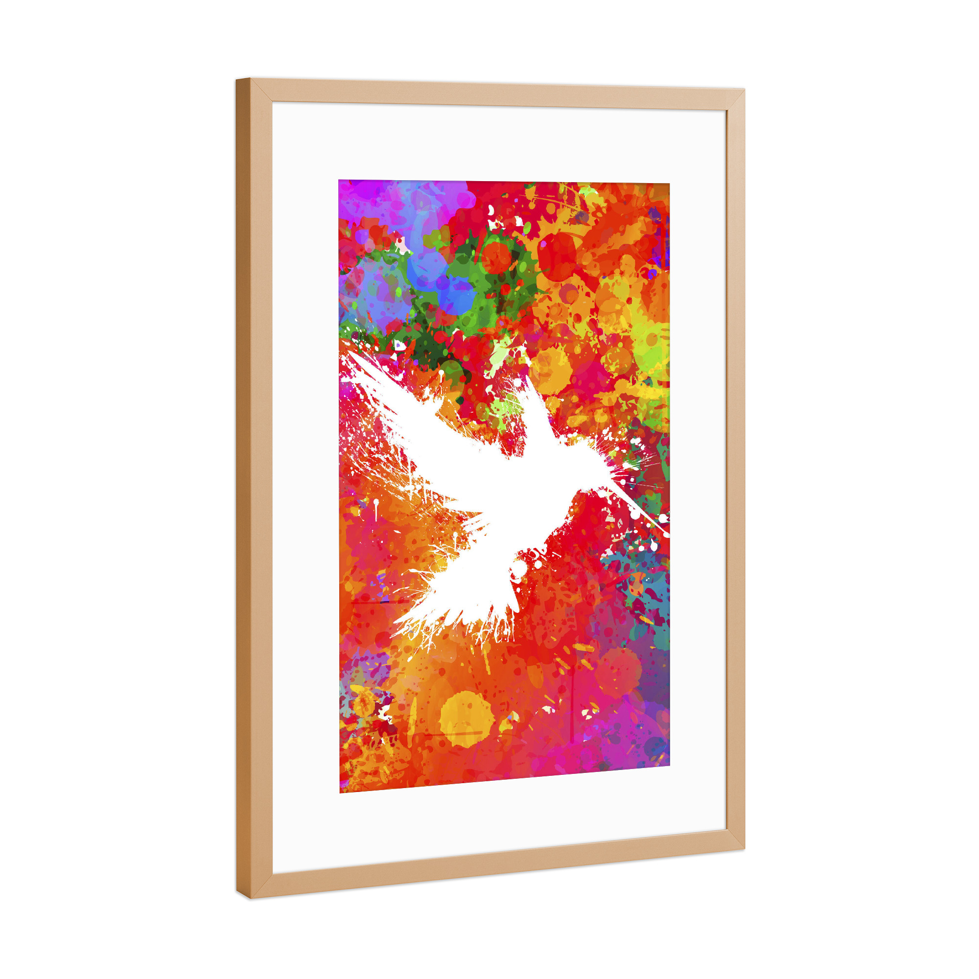 Poster mit Rahmen Kupfer "Hummingsplat farblos" artboxONE - Natur,Tiere,Abstrakt - Kolibri,Vogel,Natur,Farben,Regenbogen,Vektor,Digital