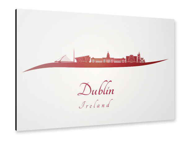 Alu-Dibond "Dubliner Skyline in Rot" 30x20 cm artboxONE
