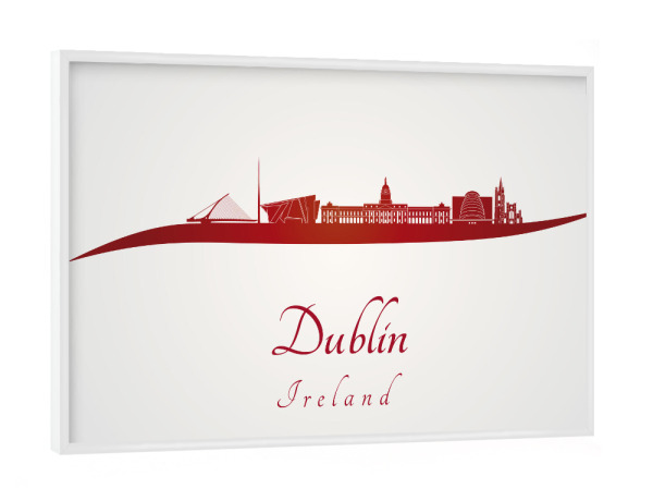 Poster mit weißem Rahmen "Dubliner Skyline in Rot" artboxONE - Städte,Architektur