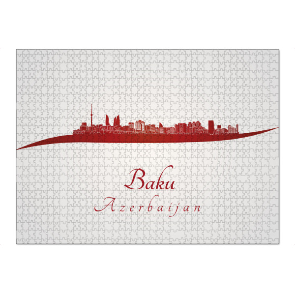 Puzzle Ravensburger "Baku-Skyline in Rot" artboxONE - Städte - Skyline,Stadt,Denkmäler,Metropole,Reise,Tourismus,Geschenk,Rot - Bild skyline