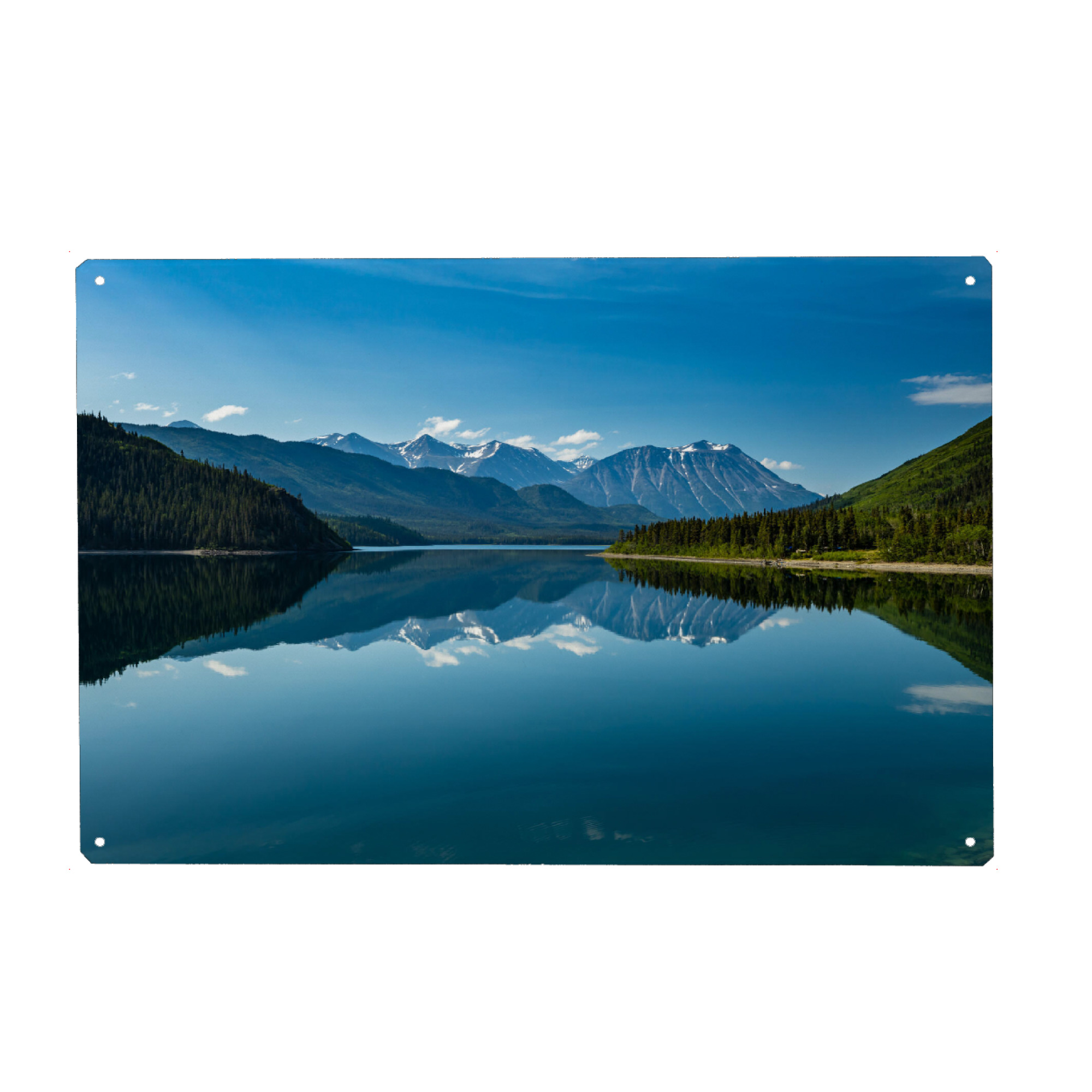 Metall Poster "Lake Muncho am Alaska Highhway" artboxONE - Natur - Kanada,Alaska highway,Lake muncho,See,Landschaft,Natur,Spiegelung,Rocky mountains