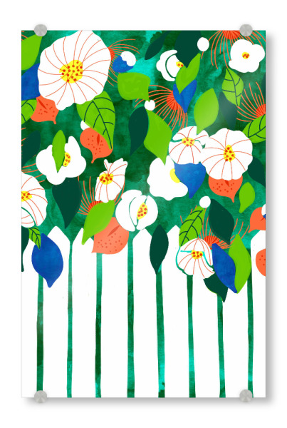 Acrylglasbild "Weißer Lattenzaun" artboxONE - Natur,Floral