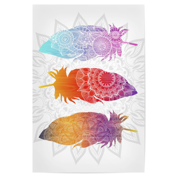Poster "Mandala-Federn" artboxONE - Natur,Tiere,Abstrakt - Federn,Vogel,Natur,Tier,Vektor,Yoga,Zen,Meditation,Mandala,Tribal