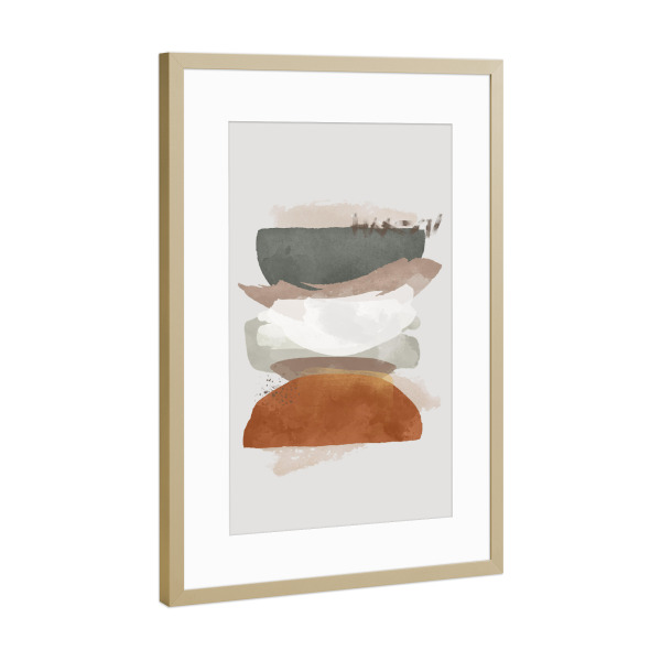 Poster mit Rahmen Gold "Pinselform Grün" artboxONE - Abstrakt,Geometrie - Abstrakt,Pinsel,Grün,Tinte,Geometrie,Formen