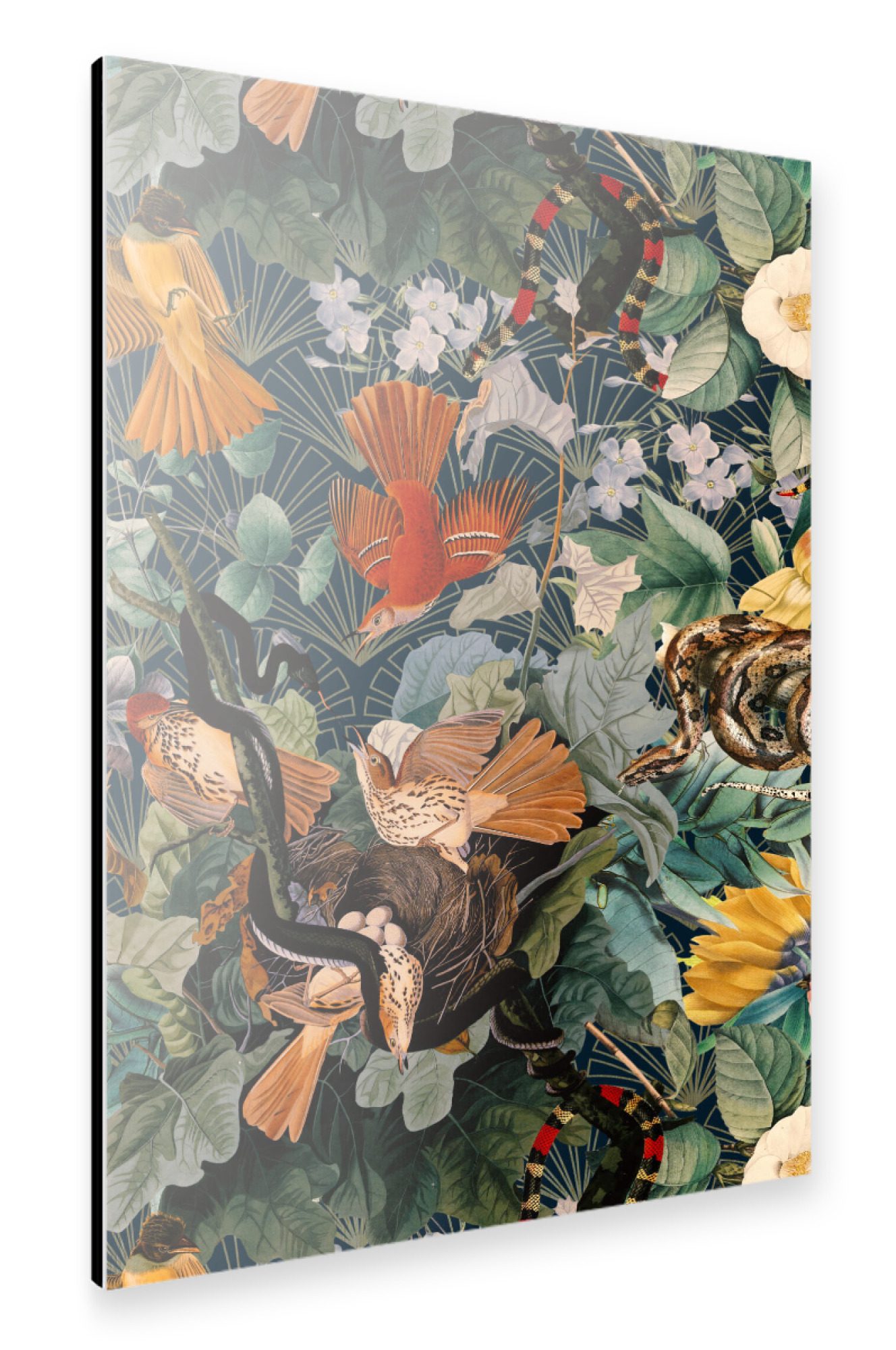 Alu-Dibond "Vögel und Blumenmuster" 75x50 cm artboxONE