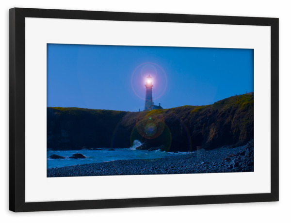 Poster mit Rahmen schwarz "Der Leuchtturm bei Nacht" artboxONE - Reise,Architektur,Reise / Strand und Meer,Reise / Länder