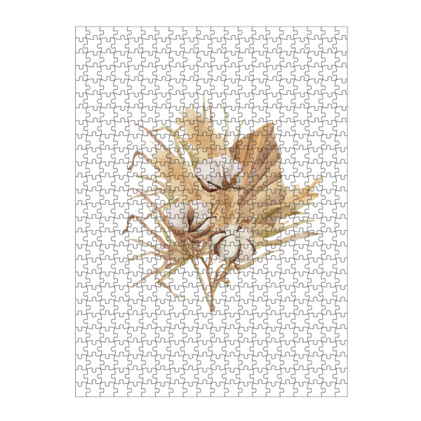 artboxONE Puzzle "Boho Baumwollblumen" artboxONE - Floral - Baumwolle,Blume,Blumen,Blumenstrauß,Aquarell,Kunst,Hochzeit,Boho - Bild baumwolle