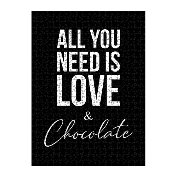artboxONE Puzzle "LOVE AND CHOCOLATE (Black)" artboxONE - Typografie,Essen & Trinken,Schwarzweiß